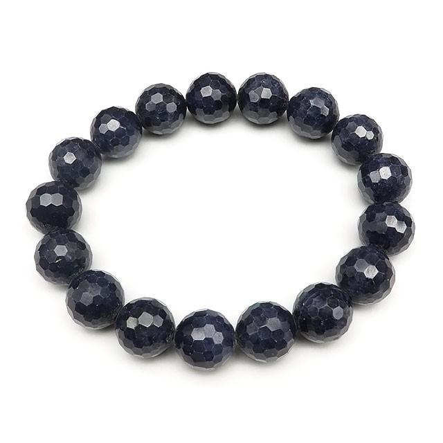 サファイア 128面カット 丸玉 ブレス 12mm No.5【1点もの】 / 60-4 