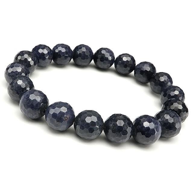 サファイア 128面カット 丸玉 ブレス 11mm No.11【1点もの】 / 60-4