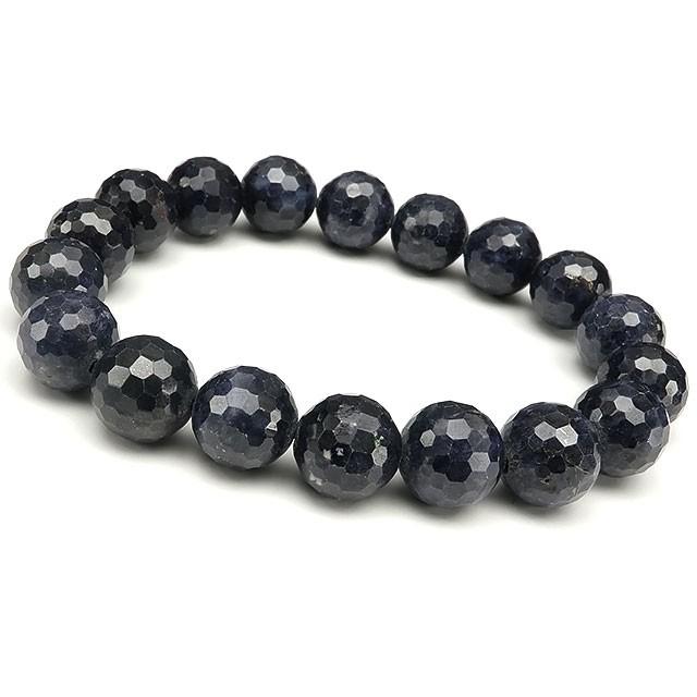 サファイア 128面カット 丸玉 ブレス 11mm No.13【1点もの】 / 60-4 