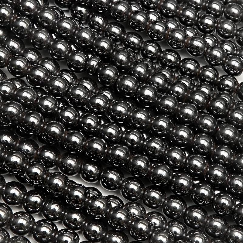 ヘマタイト［磁気入り］丸玉 4mm【1連販売】 / 6-23 HE4M-X : 天然石