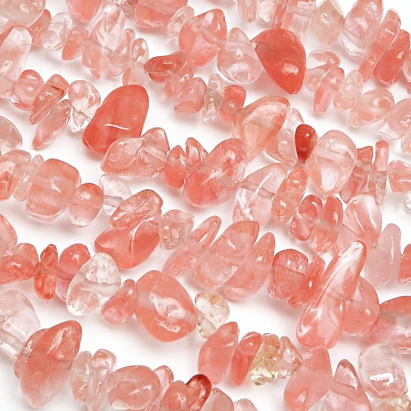 チェリークォーツ チップ 4〜15mm［ロング連］【1連販売】 / 9-105