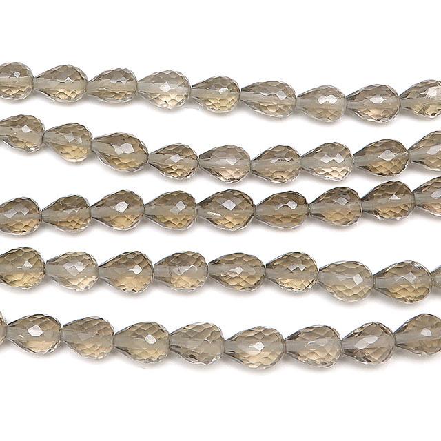 スモーキークォーツ ドロップカット 5〜7mm［縦穴］【1連販売】 / 9-72