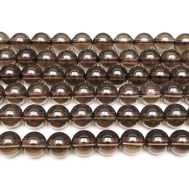 スモーキークォーツ 丸玉 12mm［2mm穴］【1連販売】 / 5-11 SM12M