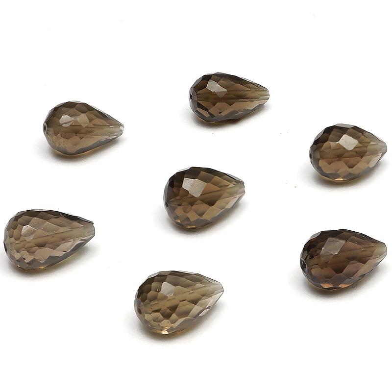 粒販売 スモーキークォーツ ドロップカット 8×5mm［縦穴］【4粒販売