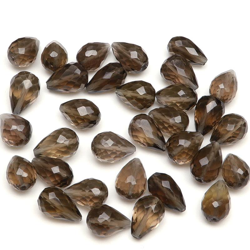 粒販売 スモーキークォーツ ドロップカット 8×5mm［縦穴］【4粒販売