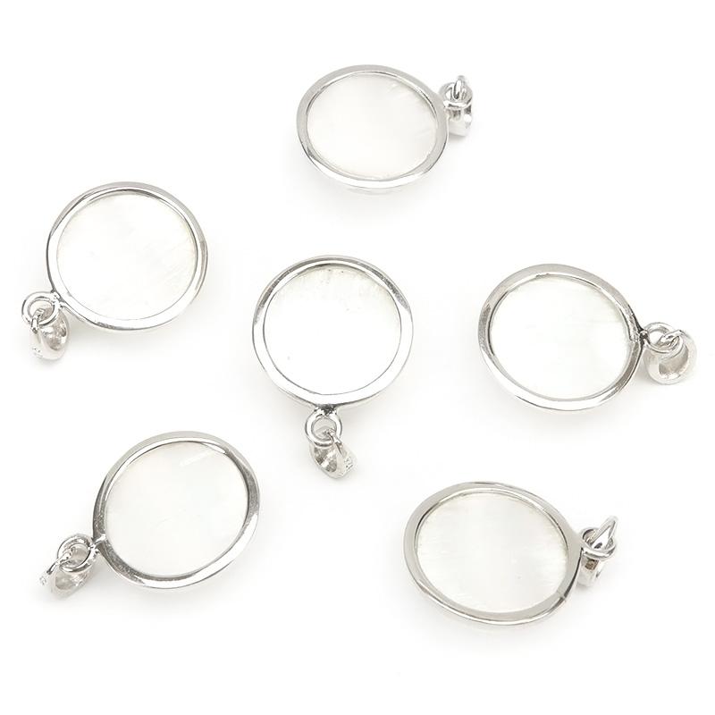 セレナイト ペンダントトップ 12mm［ロジウム］【1コ販売】 / 60-10