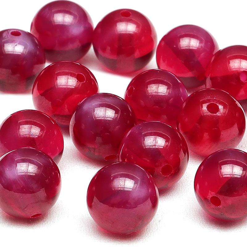 粒販売 合成スタールビー 丸玉 8mm【2粒販売】 / X338 RU8M : 天然石 