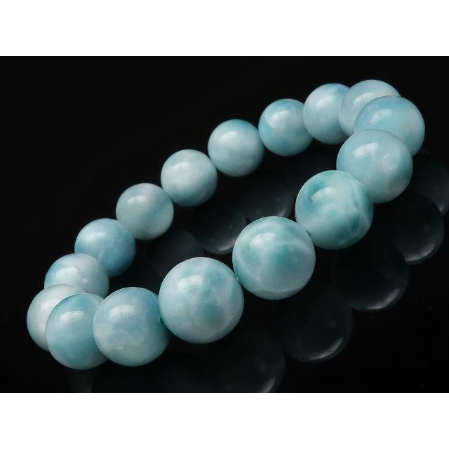 鑑別書付き】ラリマー 丸玉ブレス 13mm No.1【1点もの】 / 60-45