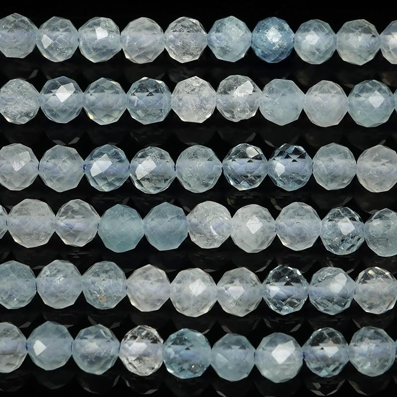 【天然】アクアマリン 丸玉 22mm アクアマリン 32面カット 丸玉 4mm［プレミアムカット］【1連販売