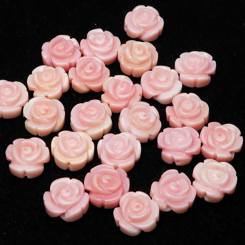 粒販売 バハマ産 クイーンコンクシェル ローズ（薔薇彫刻） 8×5mm【2粒