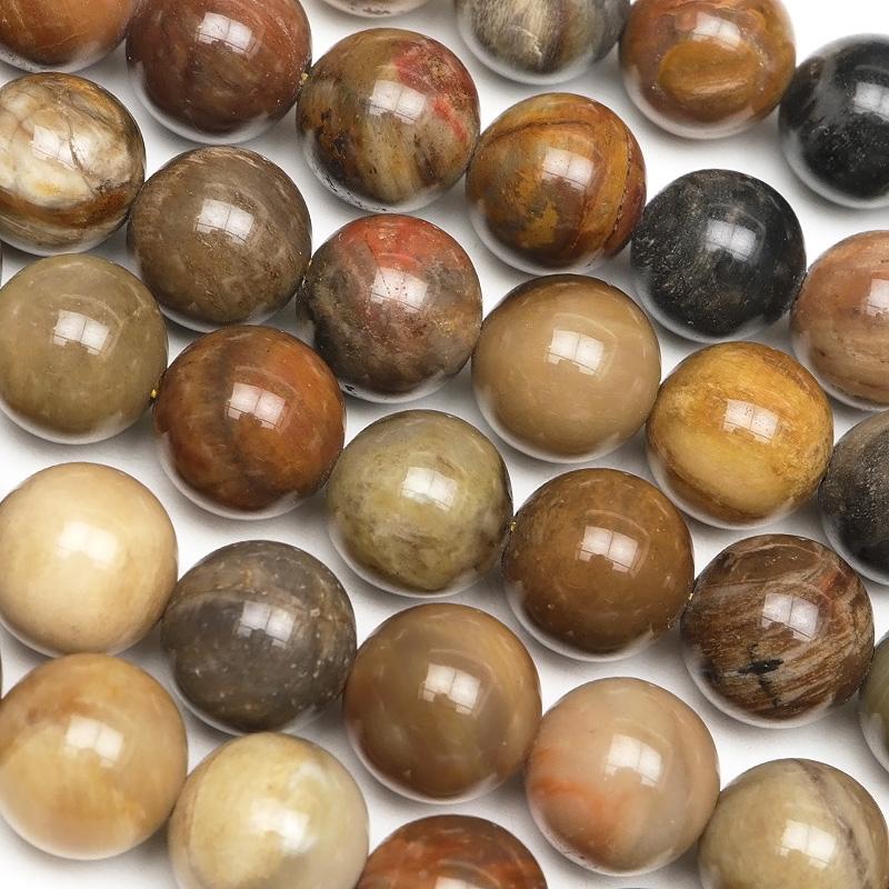 ペトリファイドウッド 丸玉 8mm【1連販売】 / 2-22 PF8M-X : 天然石