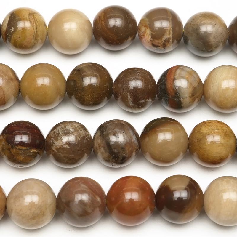 ペトリファイドウッド 丸玉 8mm【1連販売】 / 2-22 PF8M-X : 天然石