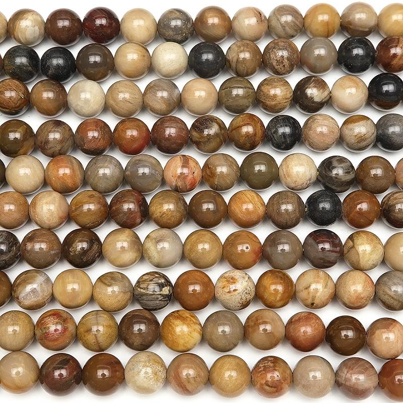 ペトリファイドウッド 丸玉 8mm【1連販売】 / 2-22 PF8M-X : 天然石