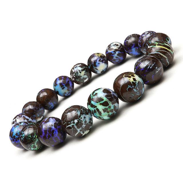 オーストラリア産 ボルダーオパール 丸玉ブレス 10〜11mm No.44【1点  