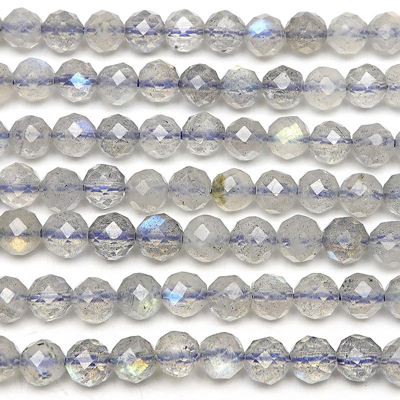 ラブラドライト 32面カット 丸玉 4mm［プレミアムカット］【1連販売】 / 6-18 LB4MC｜colorfulbeads｜02