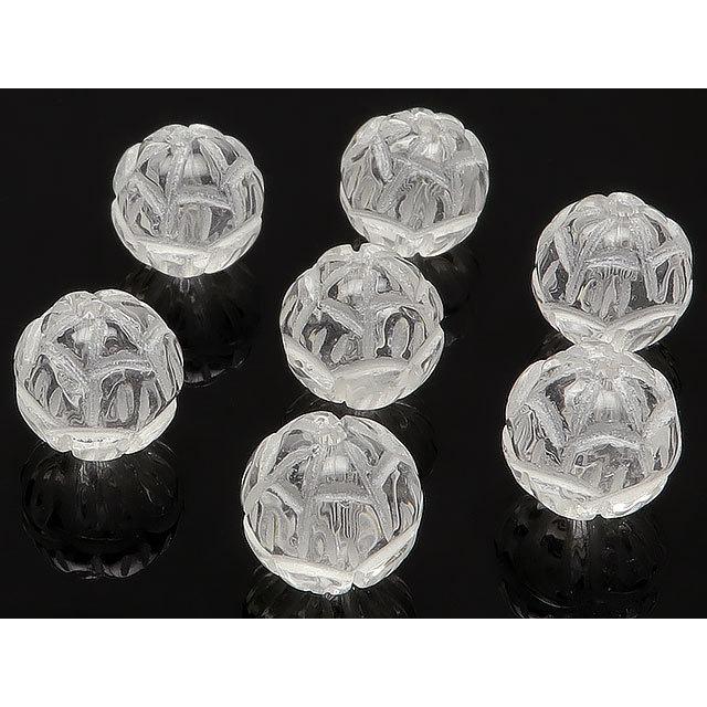 粒販売 天然水晶 クリスタルクォーツ 丸玉 蓮彫刻 10mm 5粒販売 / T188
