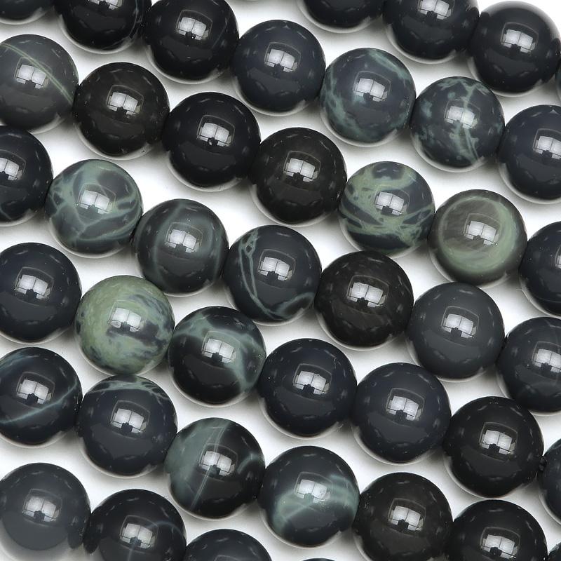 スパイダーウェブオブシディアン 丸玉 6mm【1連販売】 / 3-1 OB6M-X