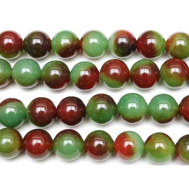 レッドグリーンミックスカルセドニー 丸玉 8mm【1連販売】 / 2-26 
