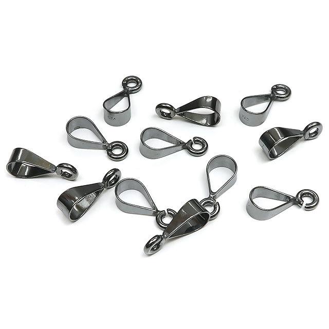 SILVER925 バチカン 14×6mm［ガンメタルカラー］【2コ販売】 / SV