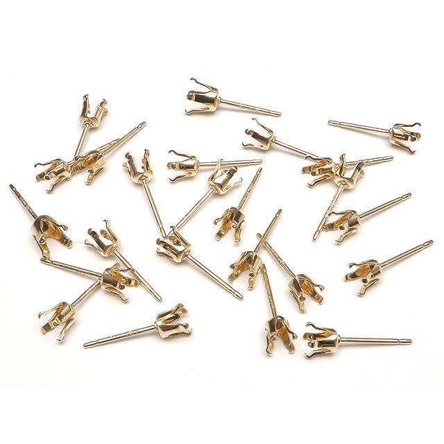 14KGF 4本爪ポストピアス 4mm［空枠］【1ペア販売】 / 14K-AA025