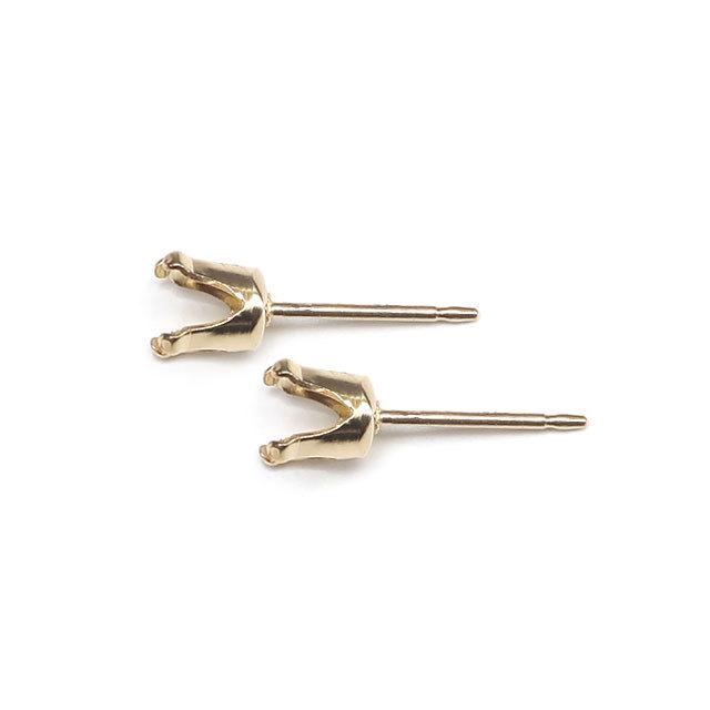 14KGF 4本爪ポストピアス 5mm［空枠］【1ペア販売】 / 14K-AA026