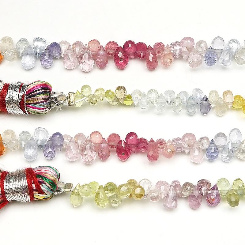 マルチカラーサファイア ドロップカット 3〜4mm［プレミアムカット］【1連販売】 / 9-81 SF3DP-Xの画像