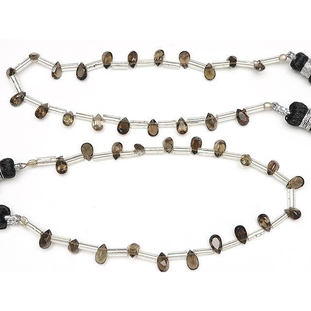 スモーキークォーツ ペアシェイプファセットカット 5×3mm［プレミアム 
