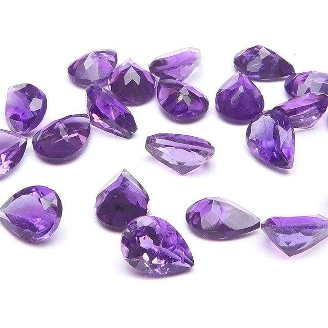 アフリカ産 アメジスト ペアシェイプファセットカット ルース 7×5mm【7