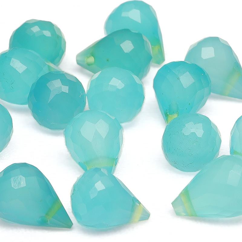 粒販売 シーブルーカルセドニー ドロップカット 9〜10mm【4粒販売