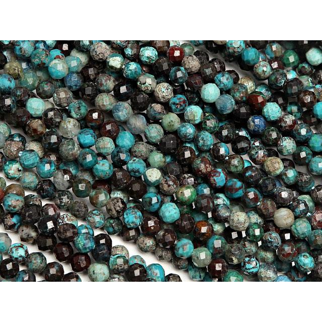 クリソコラ 面カット 丸玉 3mm［プレミアムカット］【1連販売】 / 7-2