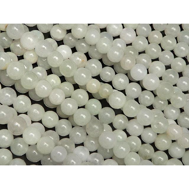 ビルマ産 白翡翠 ホワイトジェダイト 丸玉 4mm【1連販売】 / 6-23 HI4M 