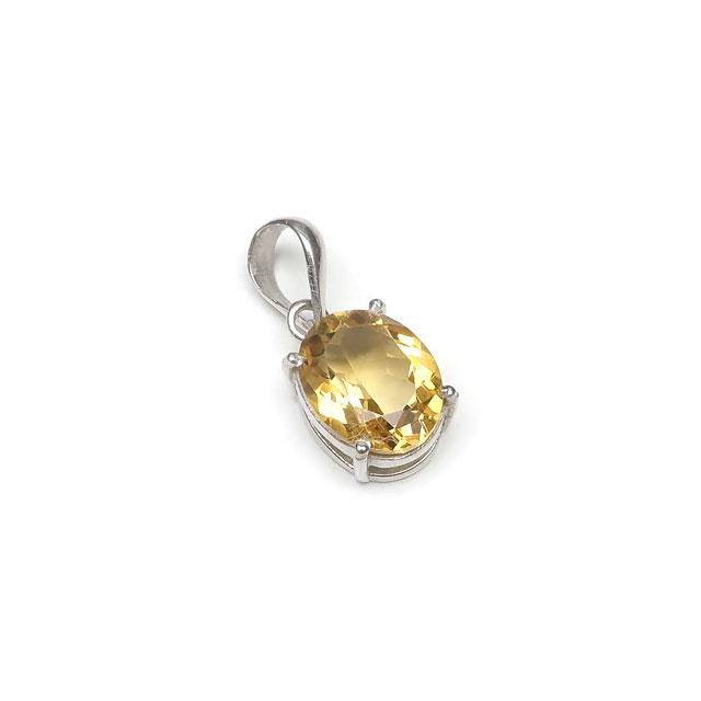 シトリン オーバルファセットカット ペンダントトップ 10×8mm 