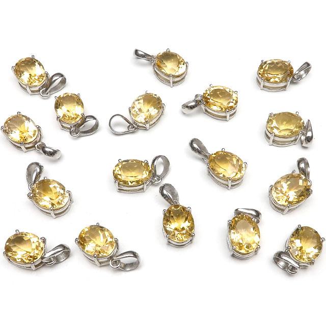 シトリン オーバルファセットカット ペンダントトップ 10×8mm 