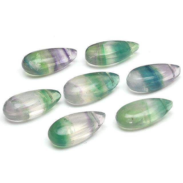 粒販売 マルチカラーフローライト ペアシェイプ 15×7mm【2粒販売