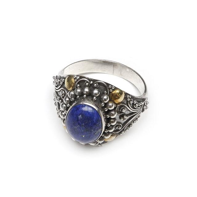 シルバーリング フリーサイズ ラピスラズリ | アクセサリー | Crystals by Purely | バリシルバー ラピスラズリ デザインリング No.21 14〜18.5号でサイズ選択【1コ販売】 / 60-44 BARI-RG21 | 指輪 | ブランド登録なし