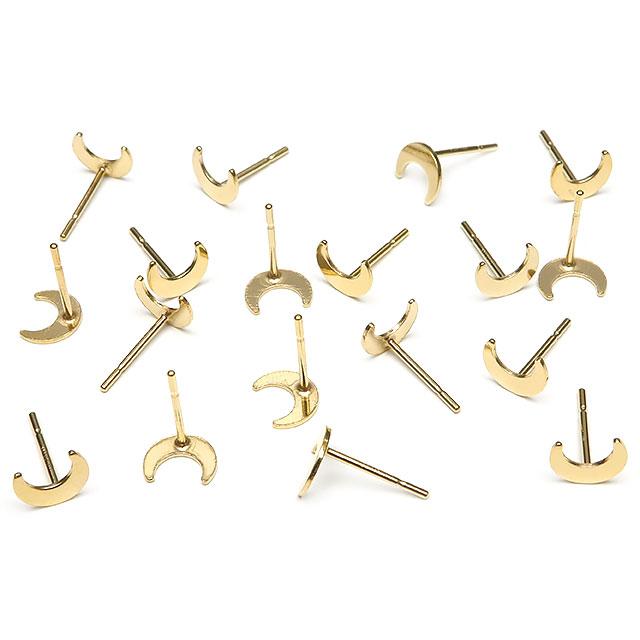 【099】1セット限定品✧︎14kgf✧︎大人色ピアスSet✧︎高品質✧︎ 14KGF ポストピアス 月型 6×5mm【1ペア販売】 / 14K-218PST : 天然石