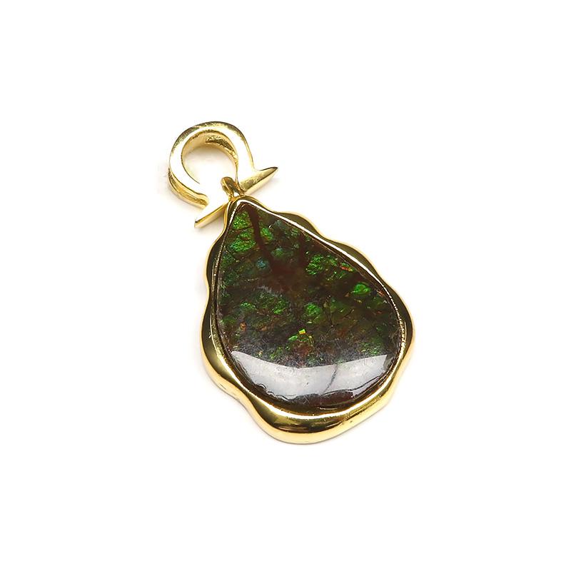 カナダ産 アンモライトペンダントトップ幸運の石アンモナイト化石宝石sv