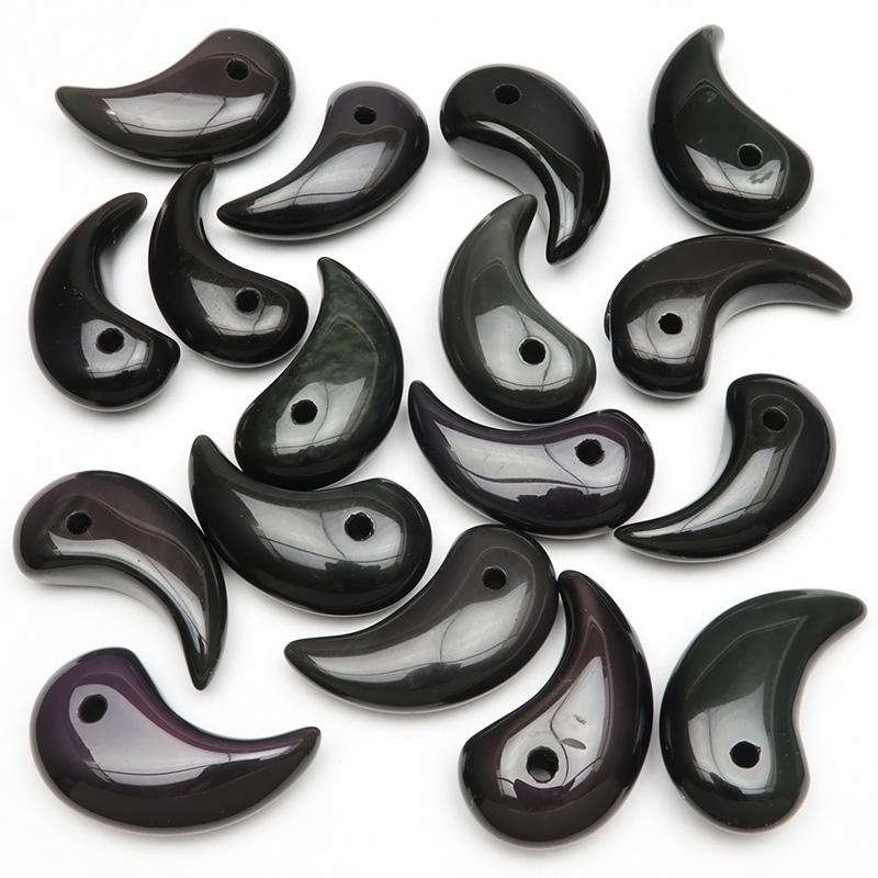 レインボーオブシディアン 勾玉 38〜40mm【1コ販売】 / 60-14 OB33MG-X
