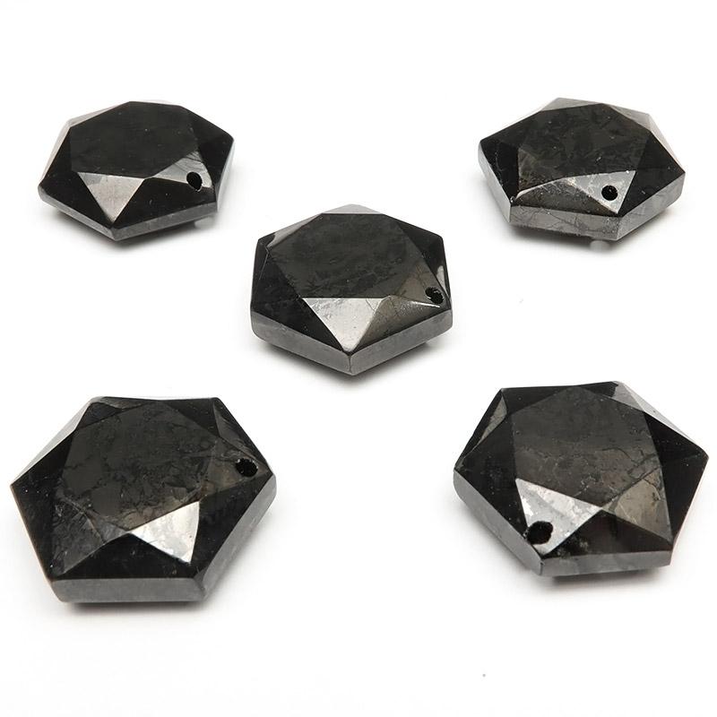 シュンガイト 六芒星型 ペンダントトップ 22〜23mm【1コ販売】 / 60-11