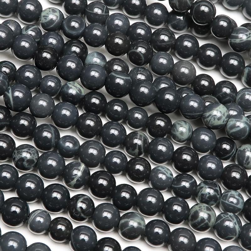 スパイダーウェブオブシディアン 丸玉 4mm【1連販売】 / 6-14 OB4M-X