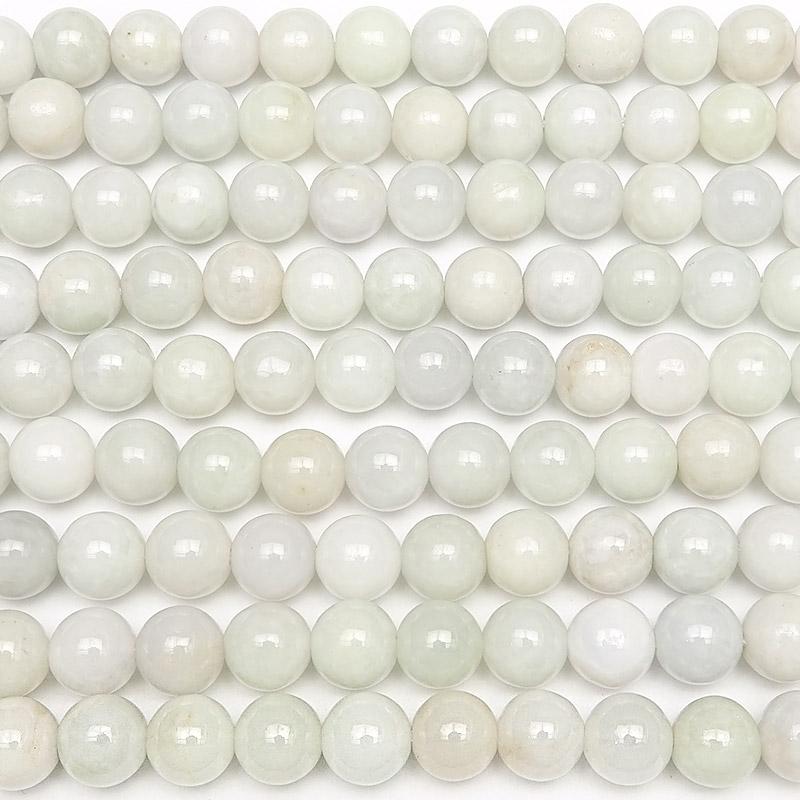 ビルマ産 白翡翠 ホワイトジェダイト 丸玉 8mm【1連販売】 / 2-5 HI8M