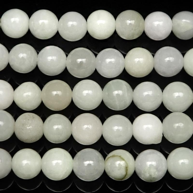 ビルマ産 白翡翠 ホワイトジェダイト 丸玉 6mm【1連販売】 / 3-12 HI6M
