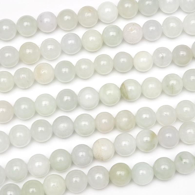 ビルマ産 白翡翠 ホワイトジェダイト 丸玉 6mm【1連販売】 / 3-12 HI6M