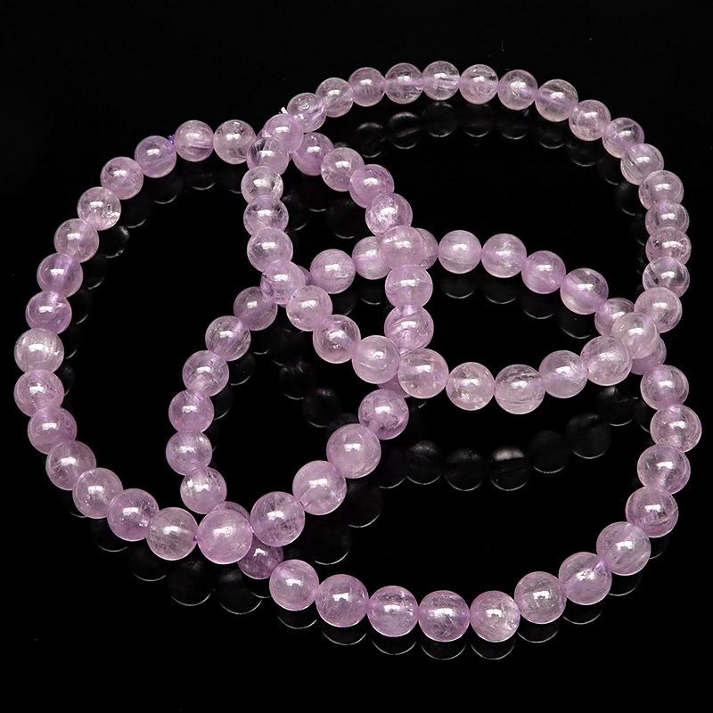 ナイジェリア産 クンツァイト 丸玉ブレス 6mm【1コ販売】 / 3-6 KZ6BS 