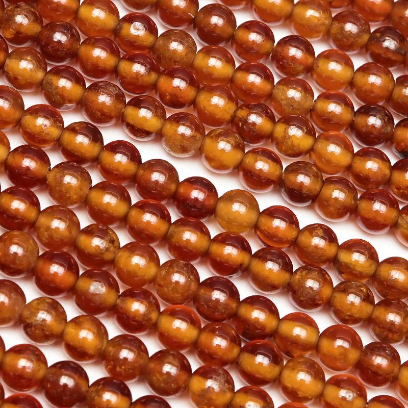 オレンジガーネット（ヘソナイト）丸玉 4mm【1連販売】 / 6-22 GN4M-X