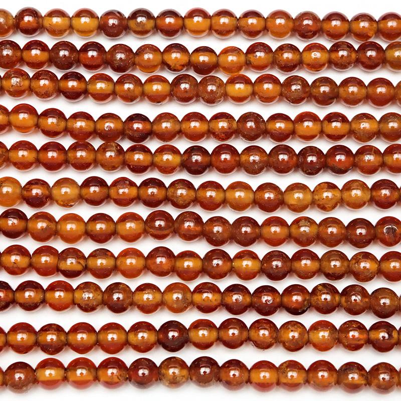 オレンジガーネット（ヘソナイト）丸玉 4mm【1連販売】 / 6-22 GN4M-X