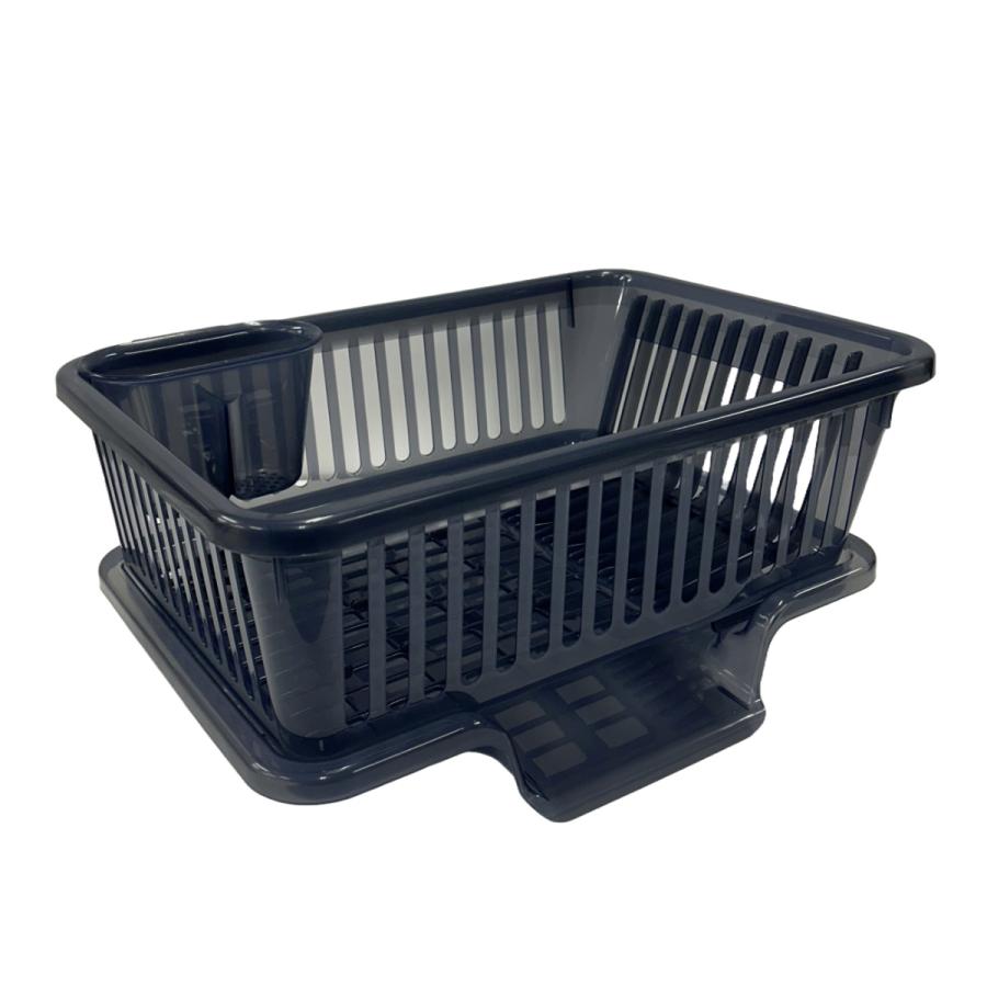 ✨残り１点✨水切りラック 食器洗い 水切りカゴ 水切りバスケット ブラック 水切りかご 縦型 カトラリーポケット付き （ 日本製 水切りラック