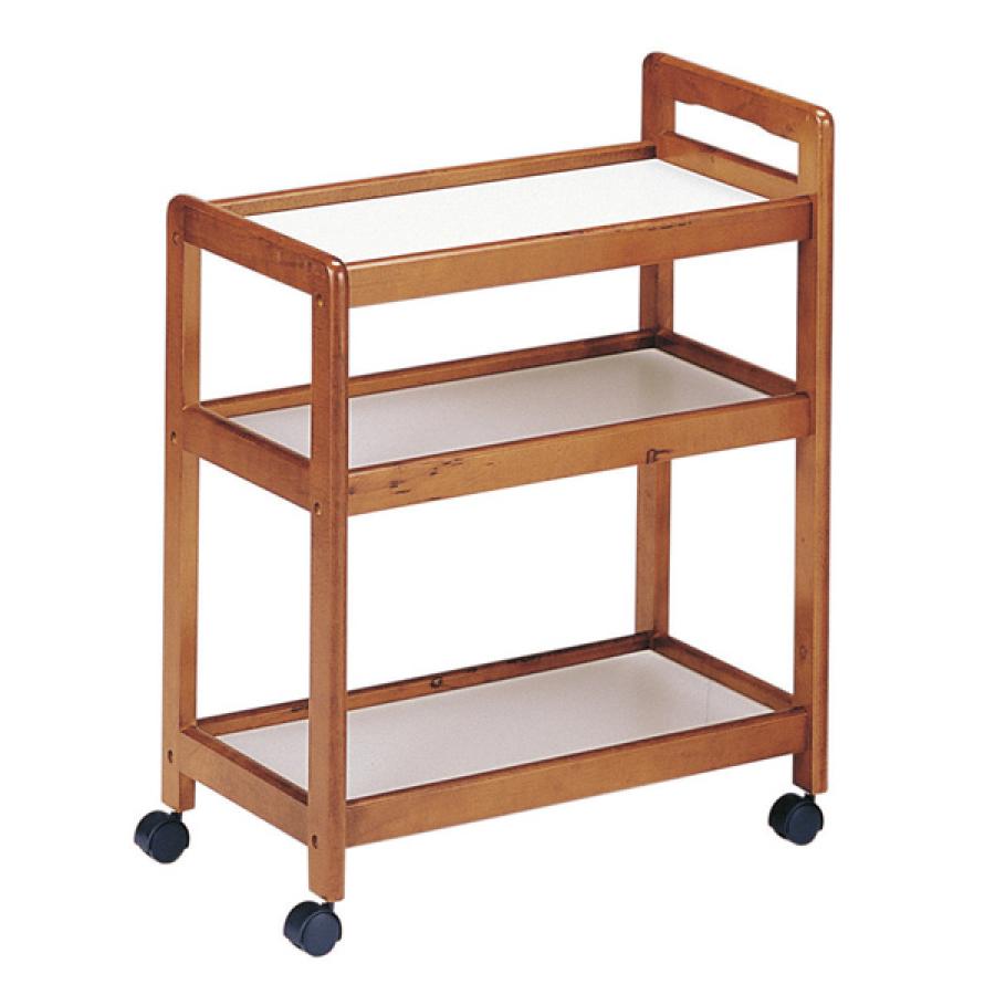 弘益 キッチンワゴン 幅58.5cm 3段 キャスター付 木製ワゴン