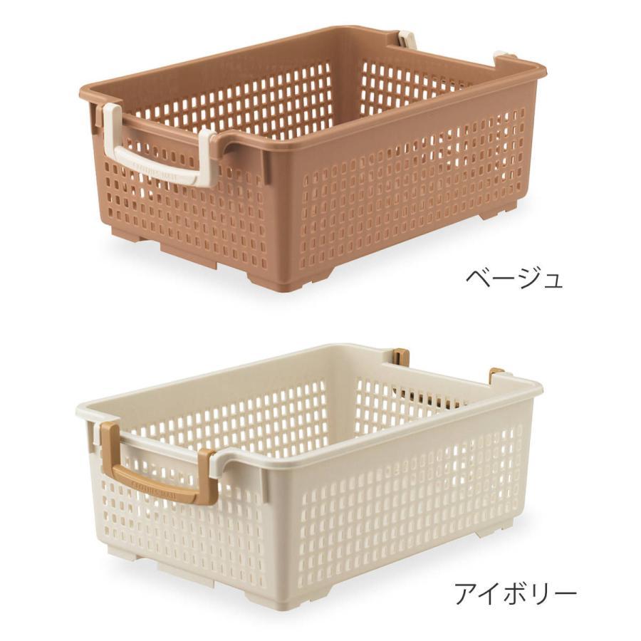 ナチュラルブラウンの収納バスケット 6個 取っ手付き ハンドル付き 持ち手付き ちどり産業 かご バスケット 収納 約 幅42×奥行33.5×高さ21.5cm 2個