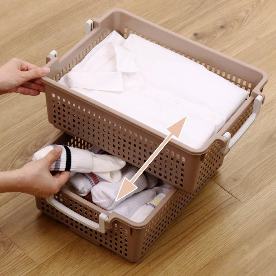 ナチュラルベージュの収納バスケット 伊勢藤 収納バスケット 衣類収納ケース フリーバスケット Mサイズ